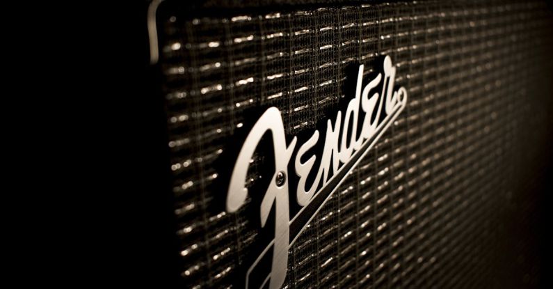 Amplifier - Close-up of Text on Black Background