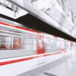 Station - Blurred Motion of Illuminated Railroad Station in City