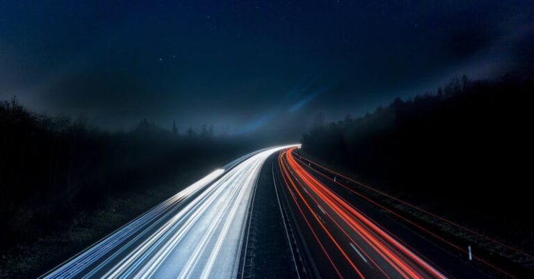 System - Light Trails on Highway at Night