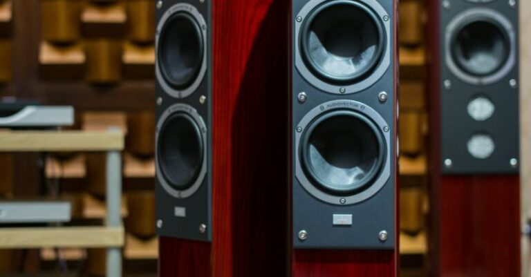 Speakers - Three Red Tower Speakers