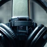 Headphones - Black Headset on Condenser Microphone