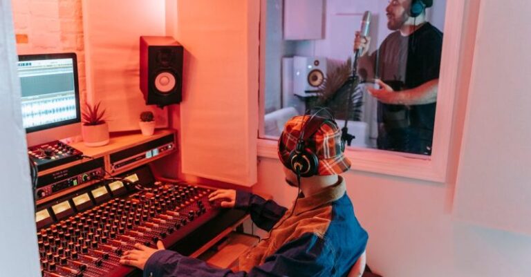 Amplifiers - Music Technician Working on Vocal Performance in Music Studio